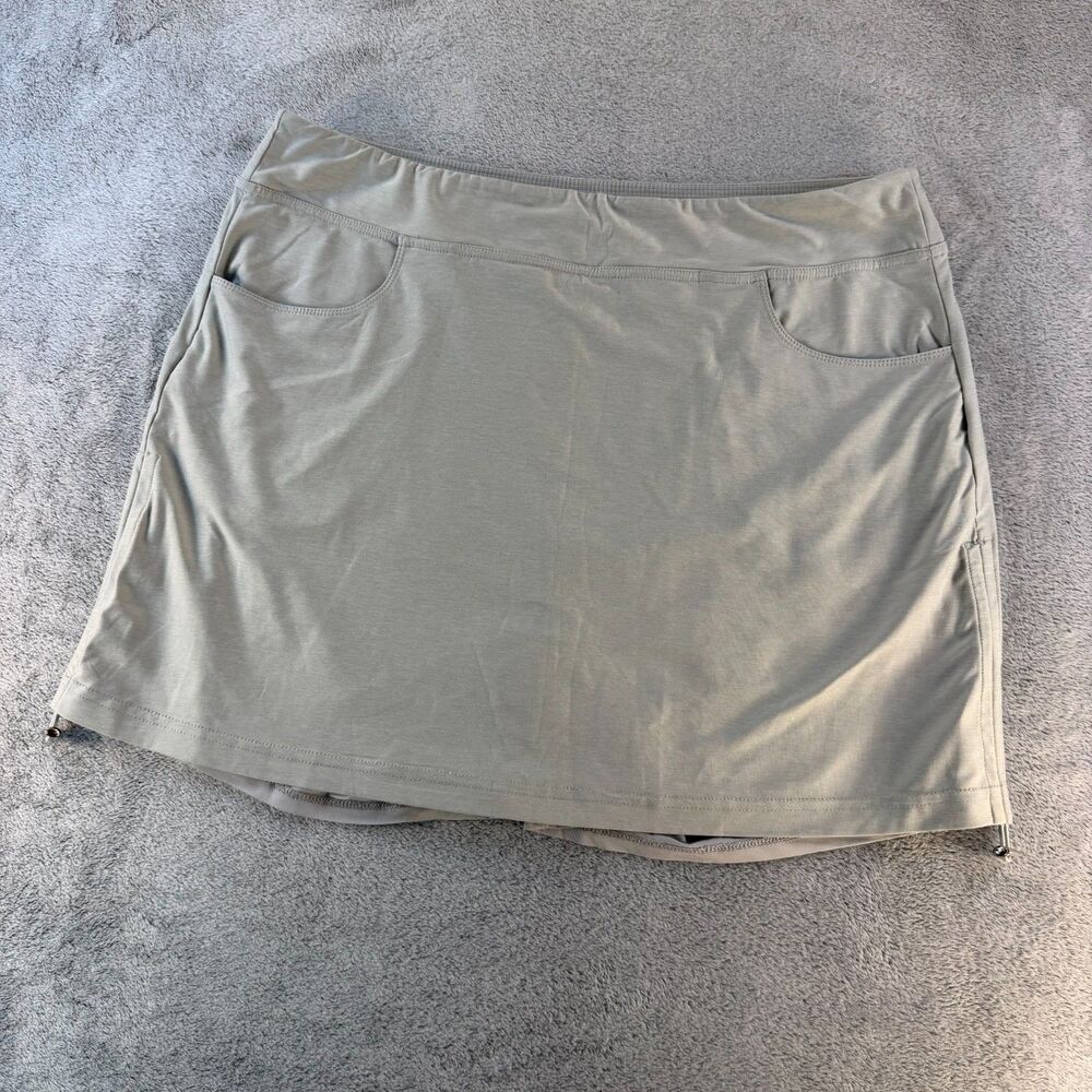 PGA Tour Womens Skort Large Gray Golf Stretch Built In Shorts Pockets Athletic